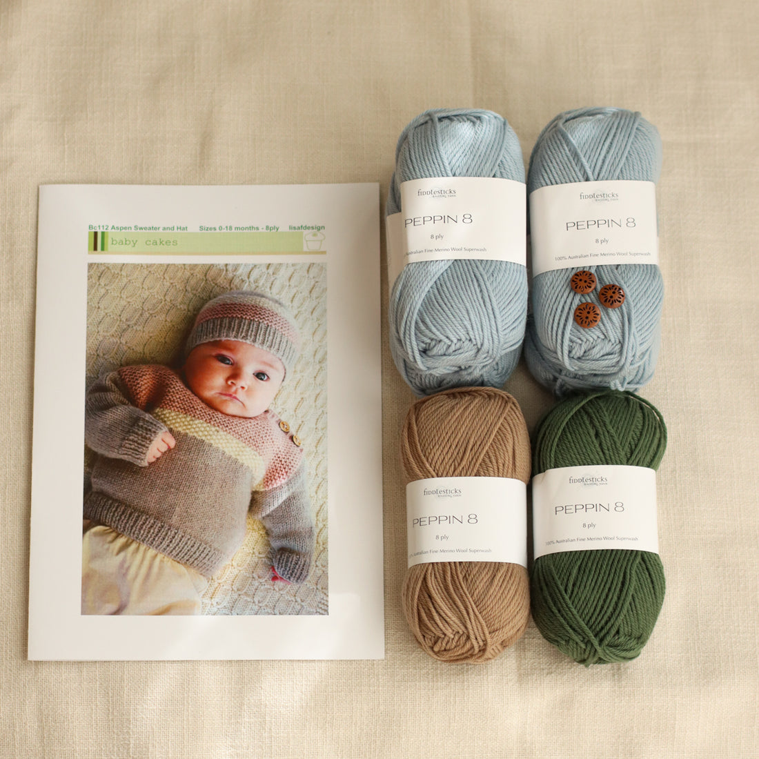 Aspen Sweater and Hat by Lisa F Design | Knitting Kit | Blues