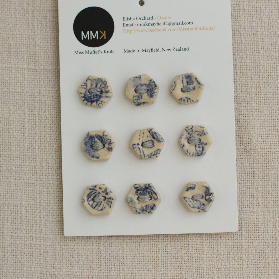 Handmade Ceramic Buttons | Hexagon