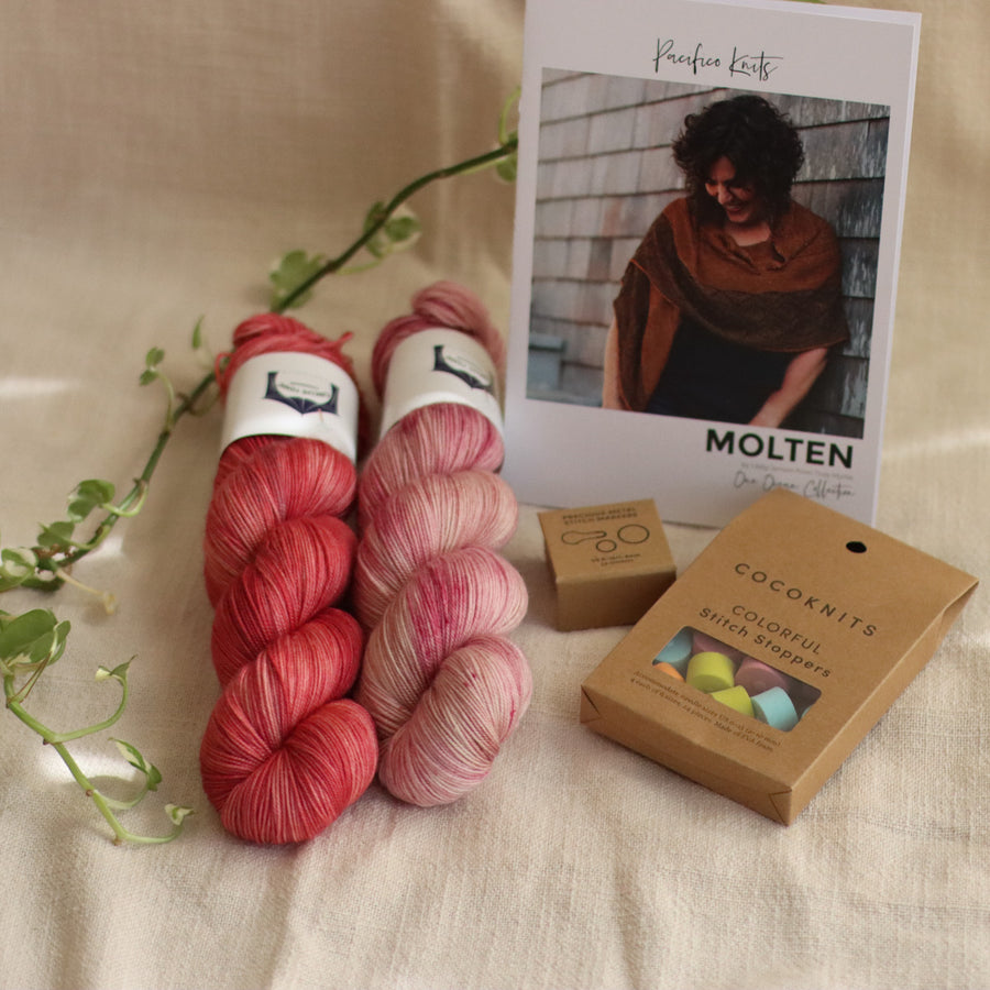 Molten Shawl Gift Set | Blues Knitting Kit