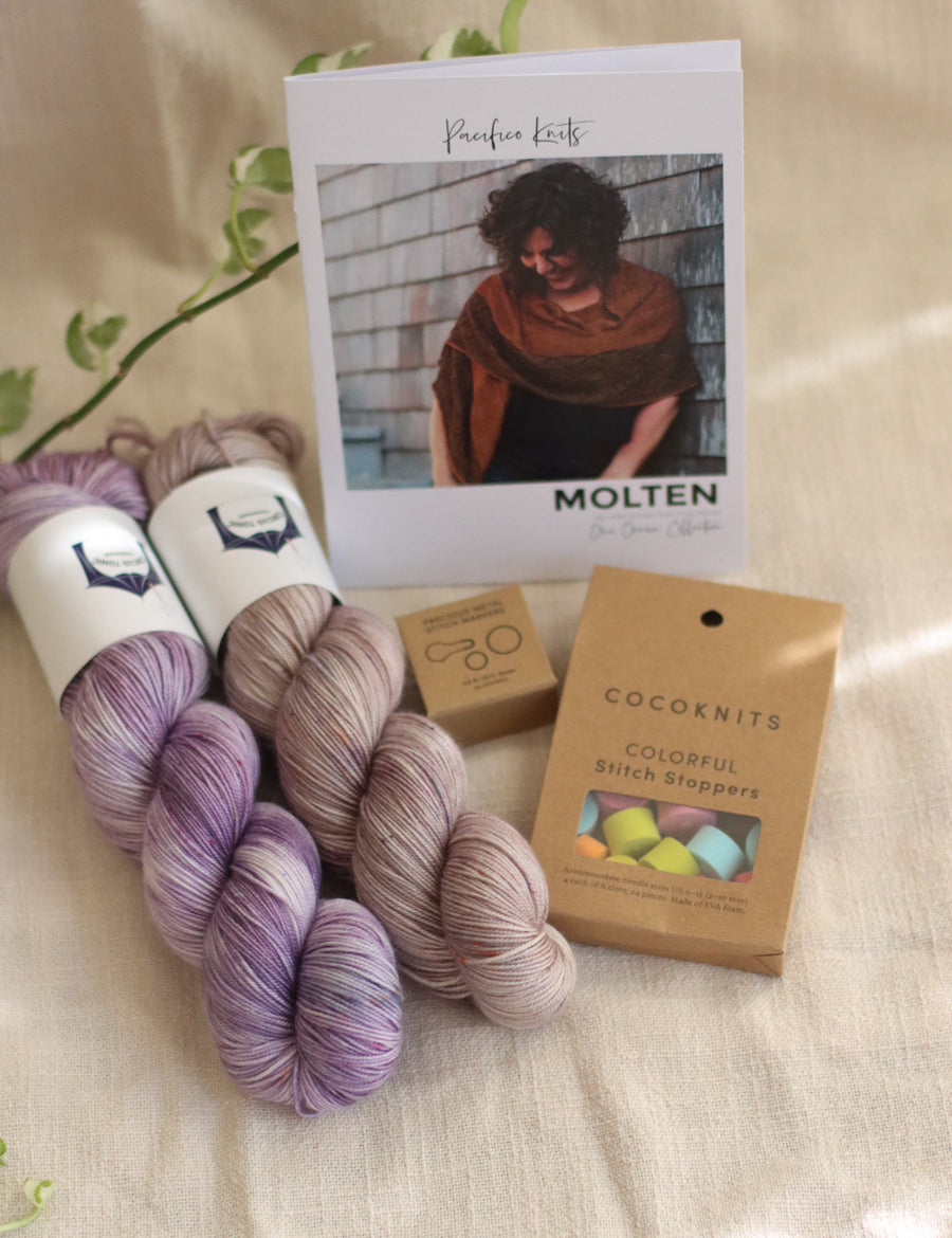 Molten Shawl Gift Set | Blues Knitting Kit