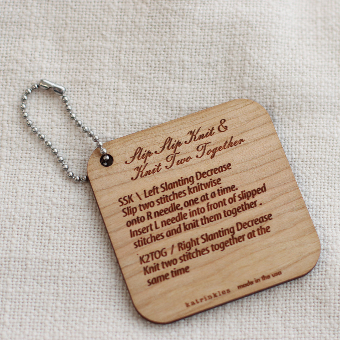 SSK & K2TOG (Decreases) Tool | Wooden Mini Keychain Tool