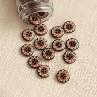 Brown Patterned Wooden Buttons | Small 15mm