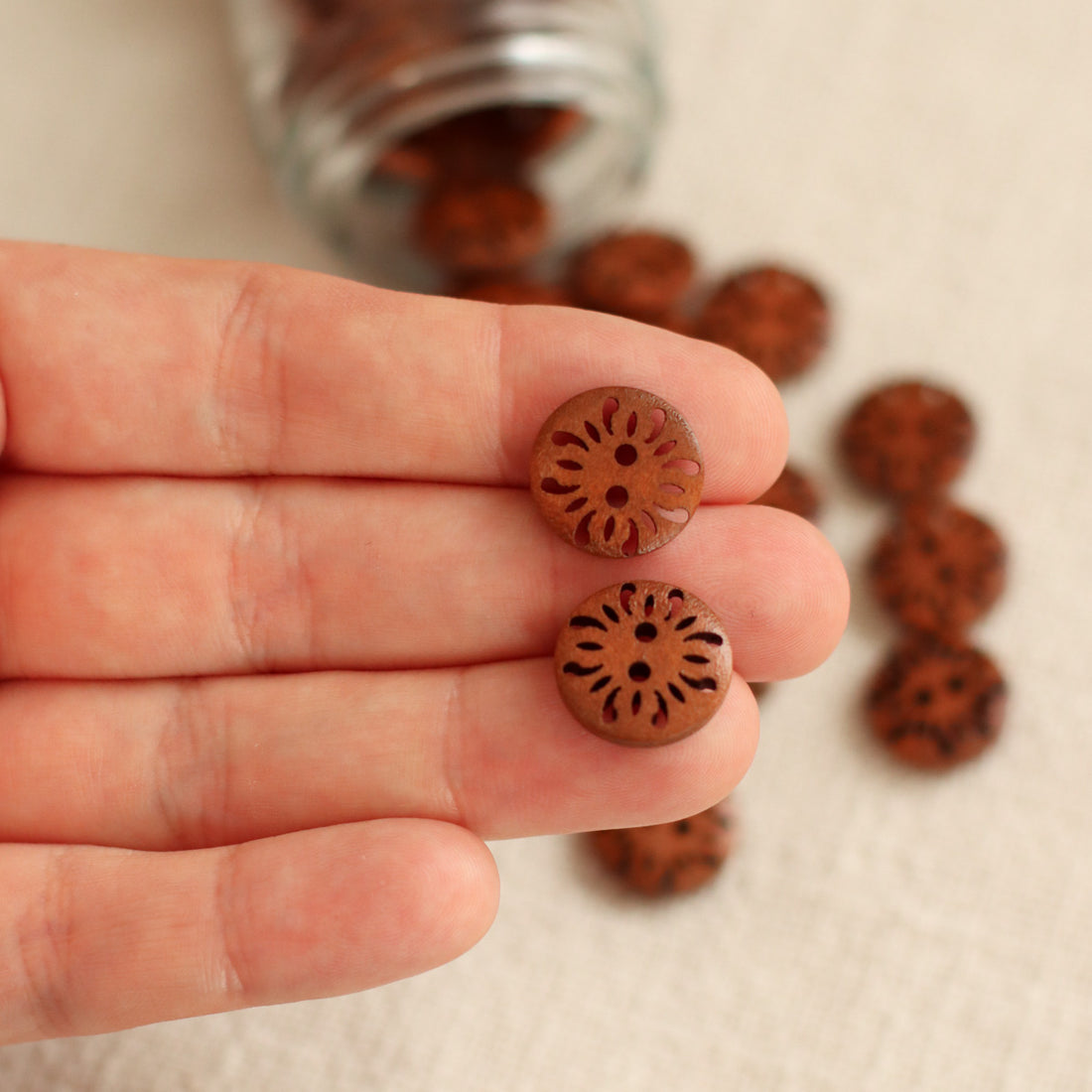 Carved Wooden Buttons | Small 15mm