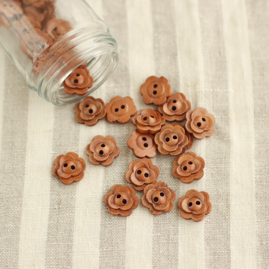 Flower Wooden Buttons | Small 15mm