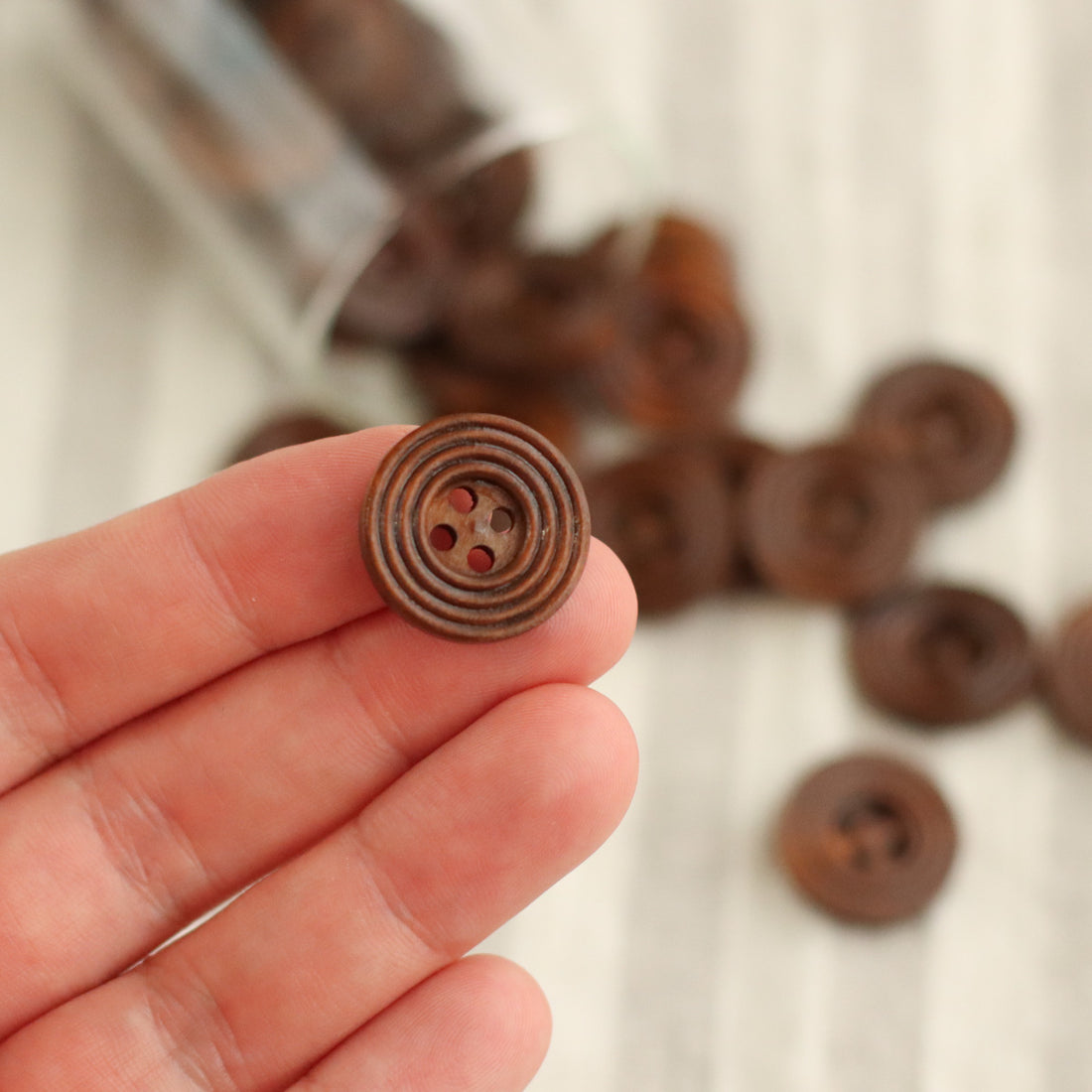 Brown Carved Wooden Buttons | Medium 2cm