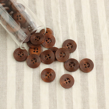 Brown Carved Wooden Buttons | Medium 2cm