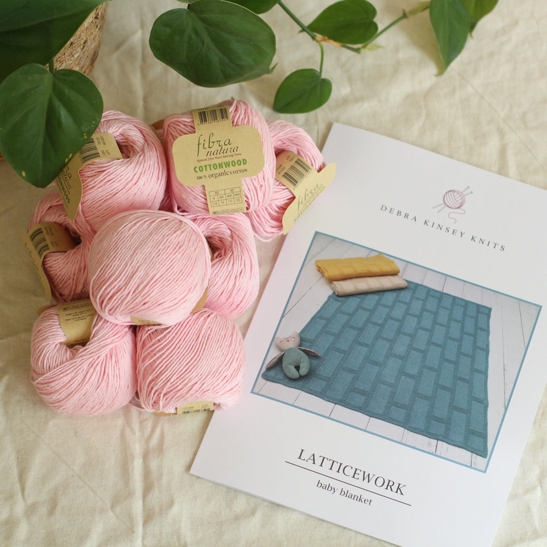 Latticework Baby Blanket by Debra Kinsey | Organic Cotton Knitting Kit