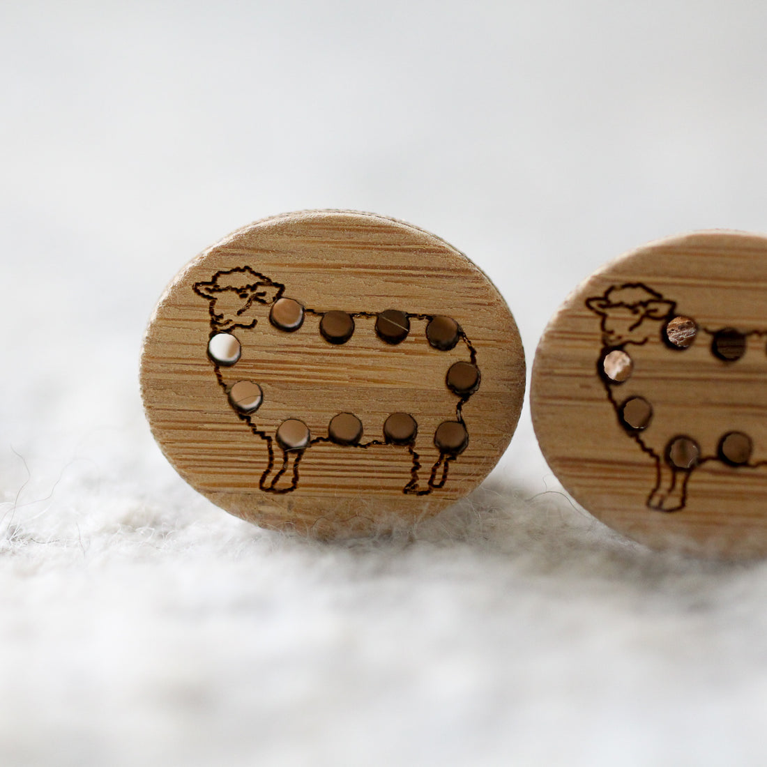 Set of 2 Stitchable Sheep Buttons - Washable Bamboo