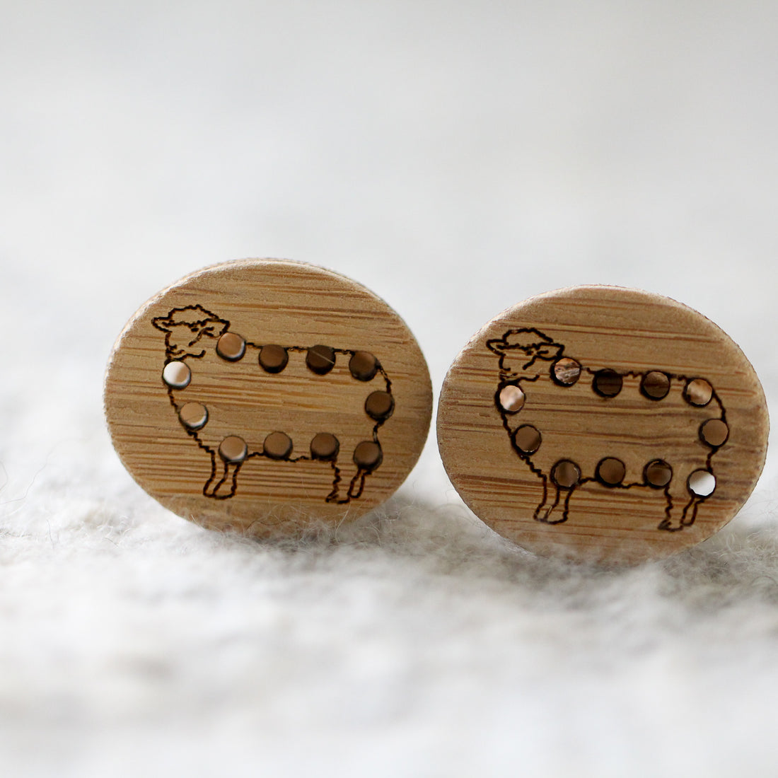 Set of 2 Stitchable Sheep Buttons - Washable Bamboo