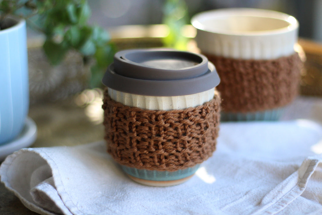 Ridged Coffee Cup Cosy | PDF Knitting Pattern