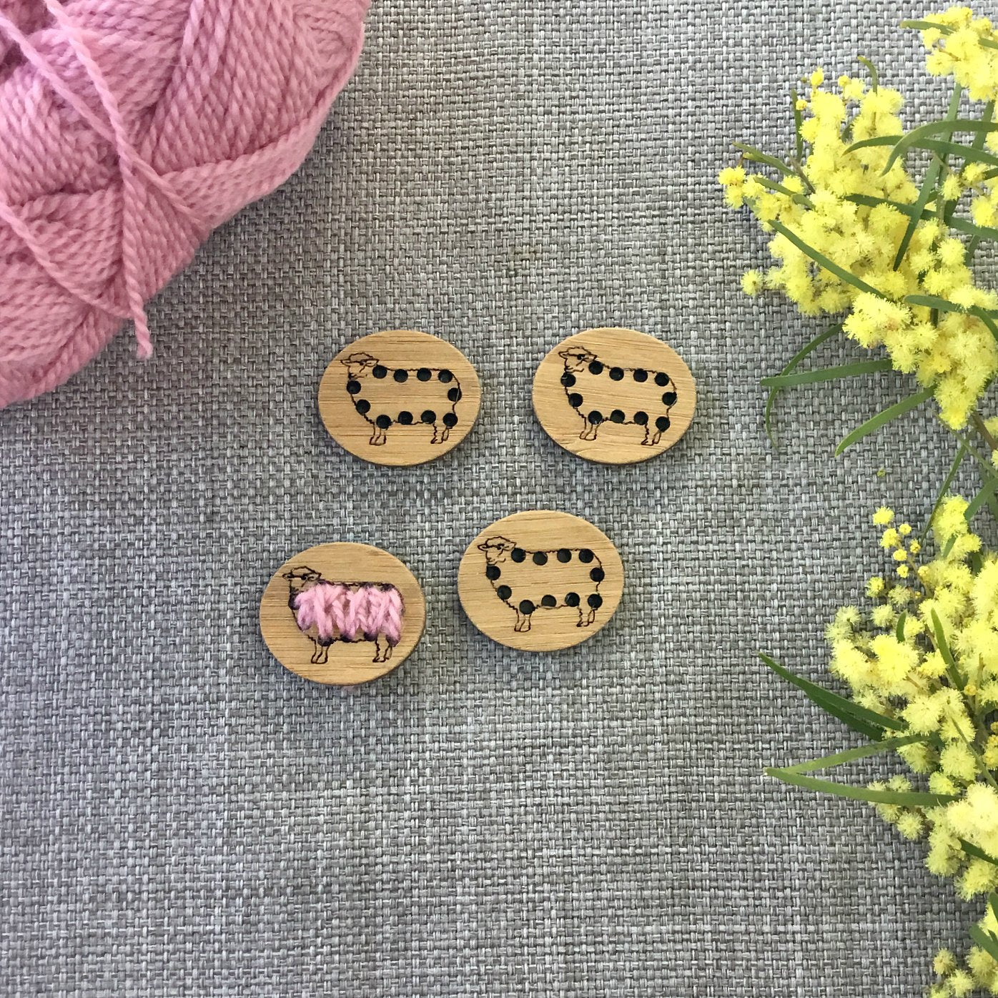 Set of 2 Stitchable Sheep Buttons - Washable Bamboo – Say! Little Hen Shop